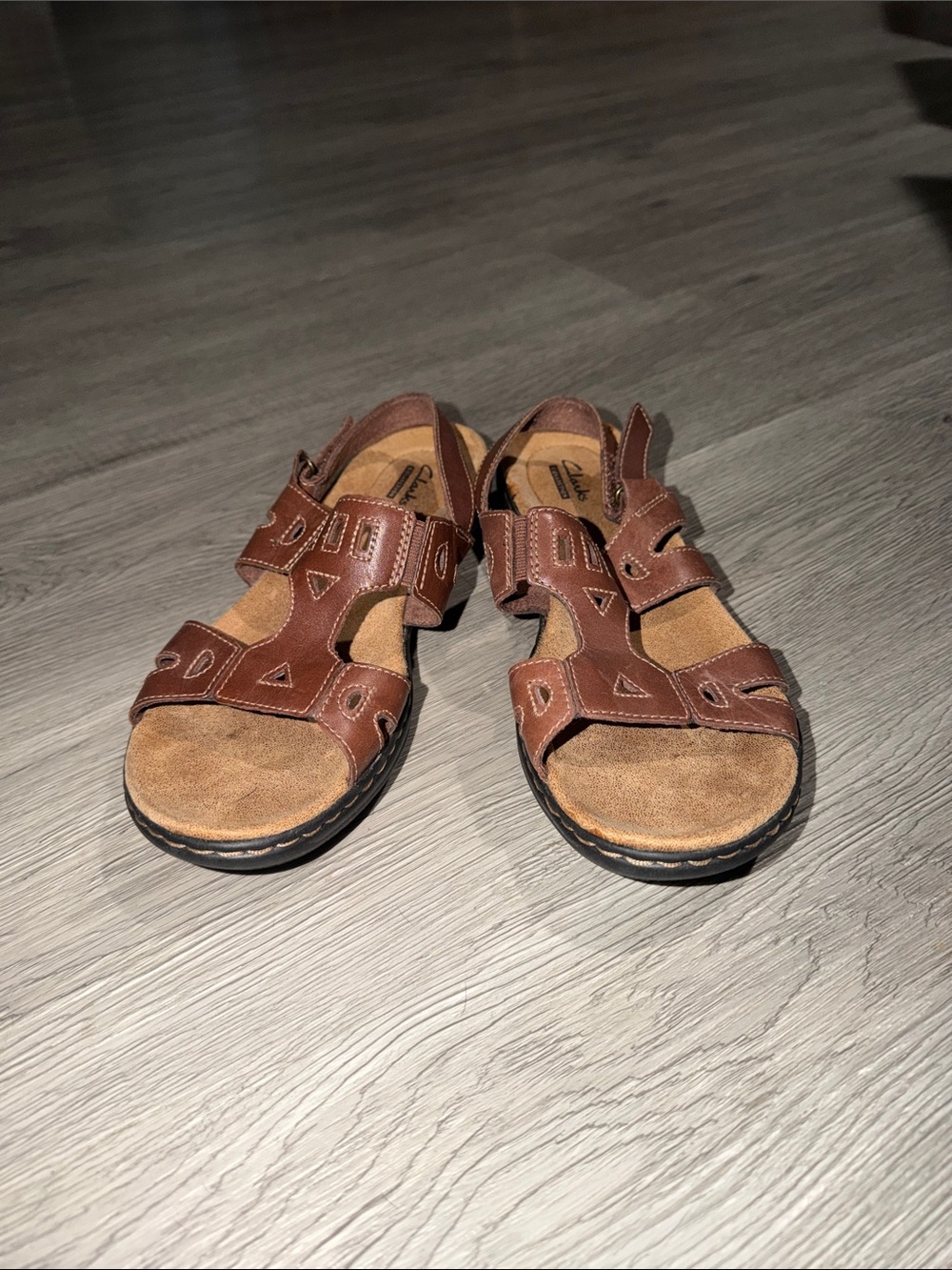 Clark’s Collection Brown Leather Adjustable Strap Sandals
